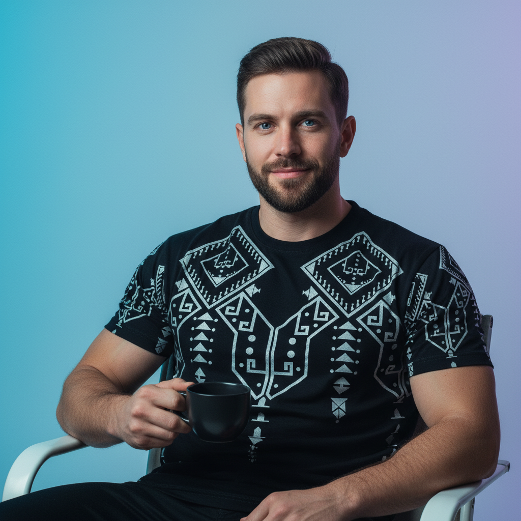 Midnight Tribal Graphic Oversized French Terry T Shirt