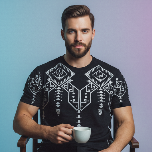 Midnight Tribal Graphic Oversized French Terry T Shirt