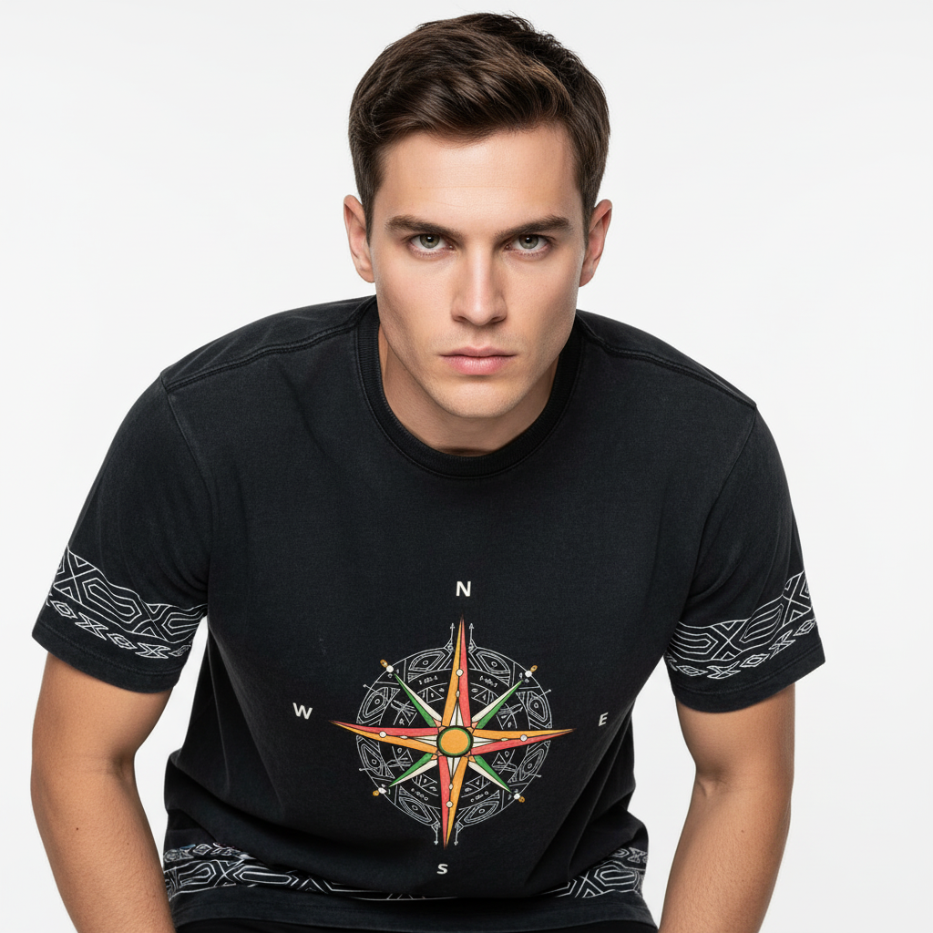 Compass Navigator Optic Wash Over Sized T-Shirt