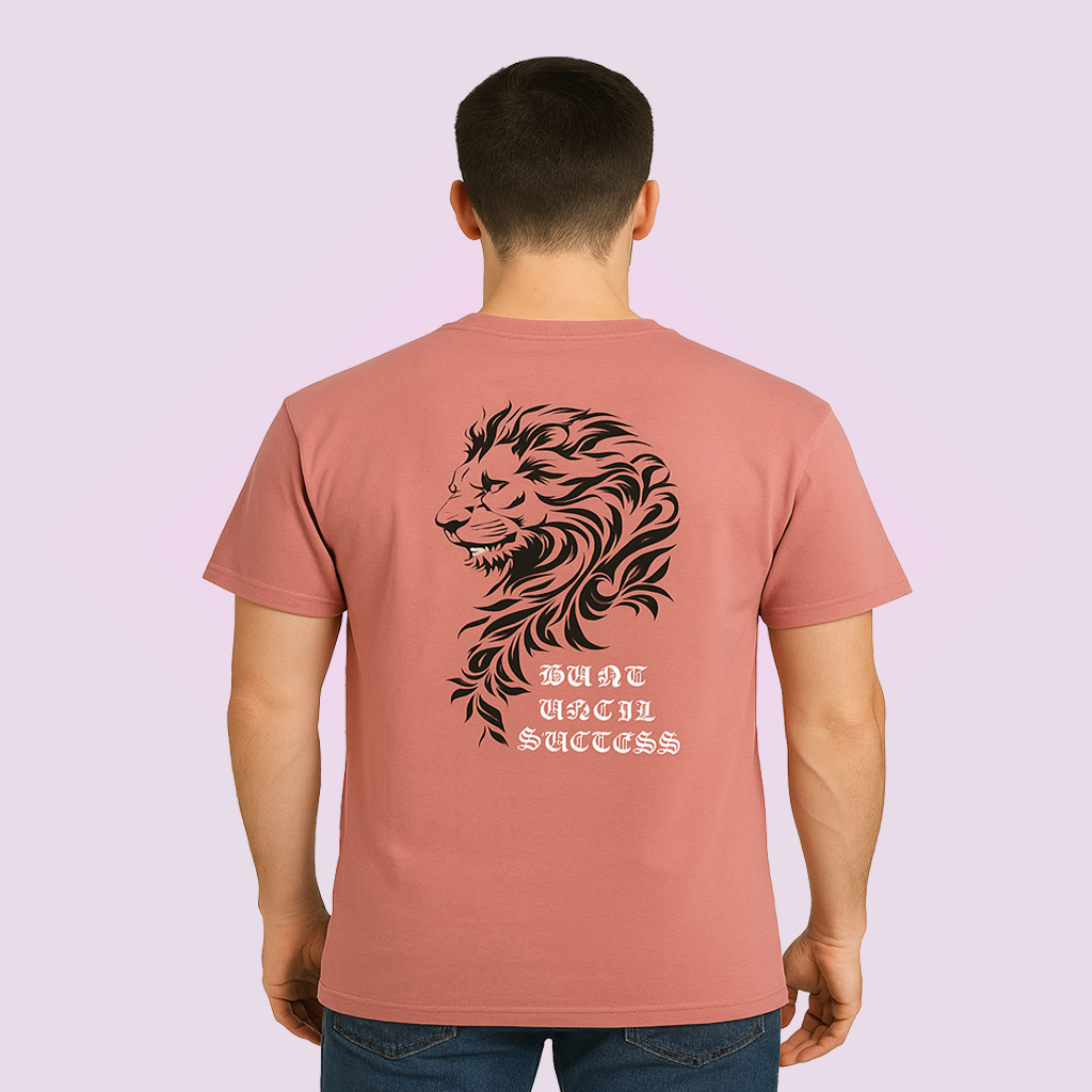 “Hunt Until Success” Lion Graphic  Oversized T-Shirt