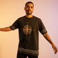 Compass Navigator  Optic Wash Over  Sized   T-Shirt