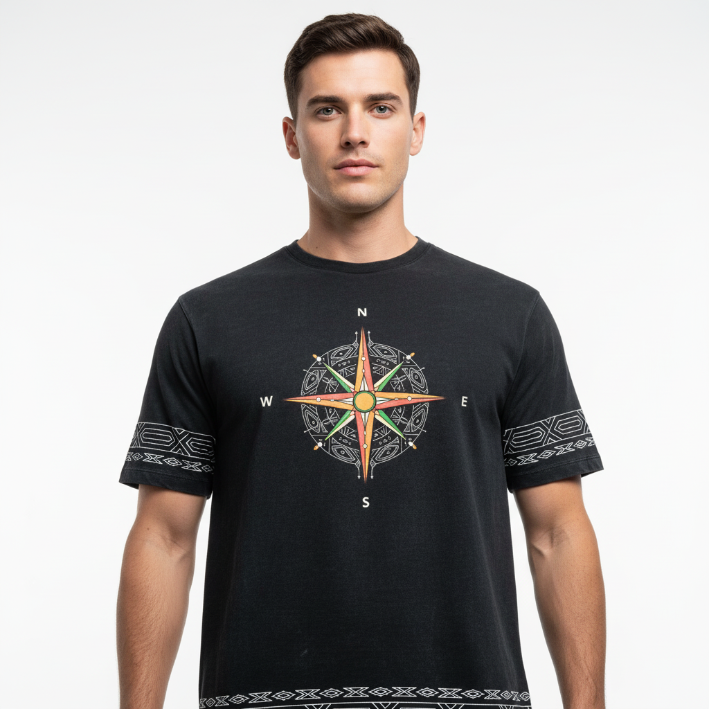 Compass Navigator  Optic Wash Over  Sized   T-Shirt