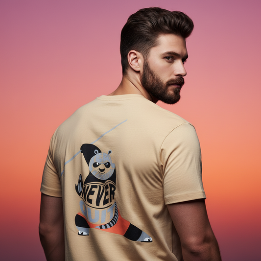 Never Quit Panda Graphic Oversized  T-Shirt