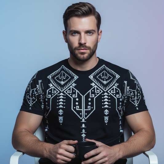 Midnight Tribal Graphic Oversized French Terry T Shirt